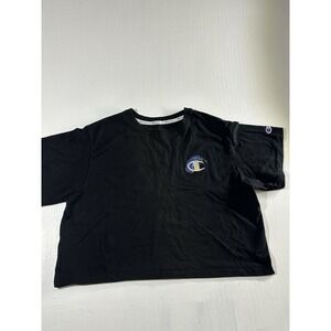 Champion Women's Black Cropped Short Sleeve Tee Athletic Size XL